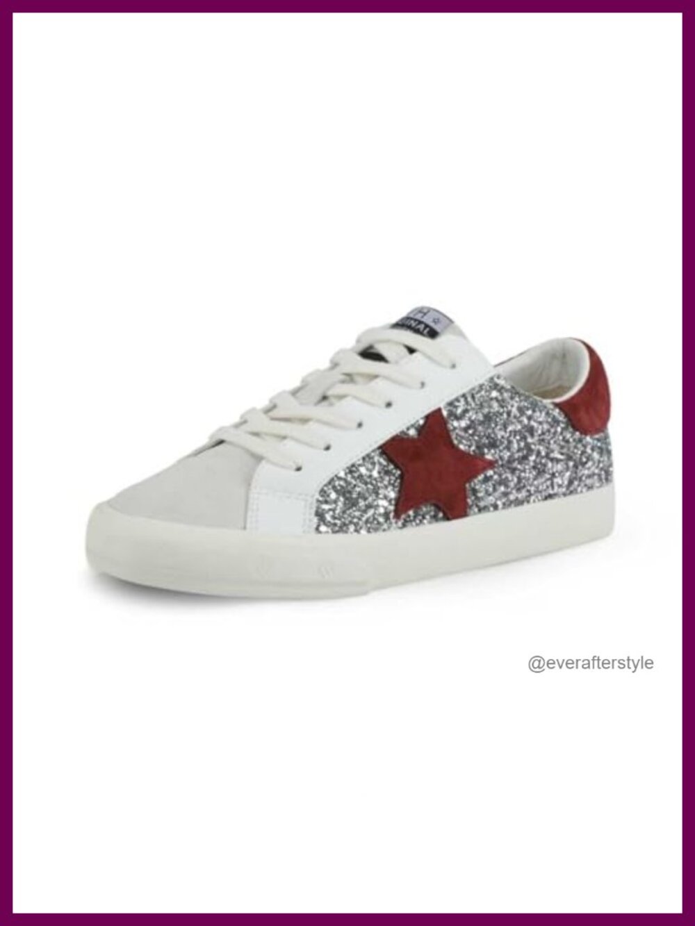 Glitter Star Low Top Sneakers Cushioned Slip On Fashion Shoes
